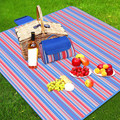 Ruisita Large Picnic Blankets 79 x 79 Inches Waterproof Blanket Portable Picnic Supplies for Outdoor Family Outdoor Camping Parties (Red and White) Home & Garden > Lawn & Garden > Outdoor Living > Outdoor Blankets > Picnic Blankets Ruisita Dark Blue and Red Striped 79 x 79 Inches 