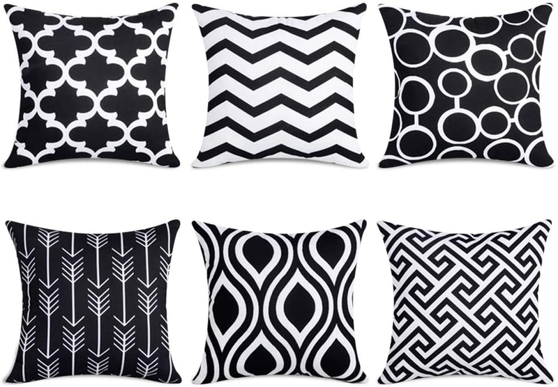 Top Finel Accent Decorative Throw Pillows Durable Canvas Outdoor Cushion Covers 16 X 16 for Couch Bedroom, Set of 6, Navy Home & Garden > Decor > Chair & Sofa Cushions Top Finel Black 18"x18" 