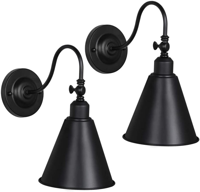 HAITRAL Swing Arm Wall Lamp - Rustic Vintage Wall Sconce Lighting 2 Pack for Home Decor Headboard Bathroom Bedroom Farmhouse Porch Garage - Black (Bulb Not Included) Home & Garden > Lighting > Lighting Fixtures > Wall Light Fixtures KOL DEALS   