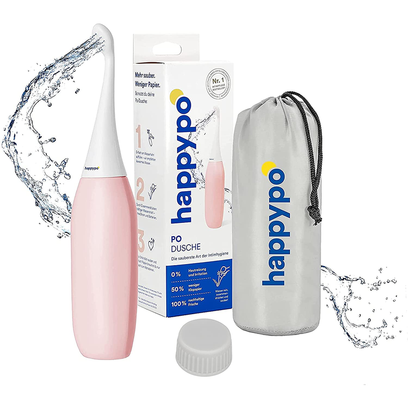 The Original HAPPYPO Butt Shower (Color: White) with Cap L Portable Bidet with Travel Bag L the Easy-Bidet 2.0 Replaces Wet Wipes and Shower Toilet L Portable Bidet for Travel Sporting Goods > Outdoor Recreation > Camping & Hiking > Portable Toilets & Showers HappyPo Rosé  