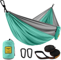Puroma Camping Hammock Single & Double Portable Hammock Ultralight Nylon Parachute Hammocks with 2 Hanging Straps for Backpacking, Travel, Beach, Camping, Hiking, Backyard Home & Garden > Lawn & Garden > Outdoor Living > Hammocks Puroma Turquoise & Light Grey Large 