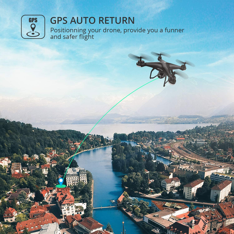 Holy Stone HS120D GPS Drone with Camera for Adults 2K UHD FPV, Quadcotper with Auto Return Home, Follow Me, Altitude Hold, Way-points Functions, Includes 2 Batteries and Carrying Backpack