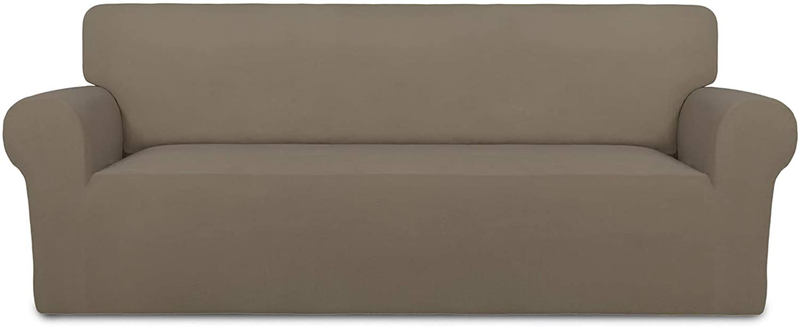 PureFit Super Stretch Chair Sofa Slipcover – Spandex Non Slip Soft Couch Sofa Cover, Washable Furniture Protector with Non Skid Foam and Elastic Bottom for Kids, Pets （Sofa， Dark Gray） Home & Garden > Decor > Chair & Sofa Cushions PureFit Natural X Large 