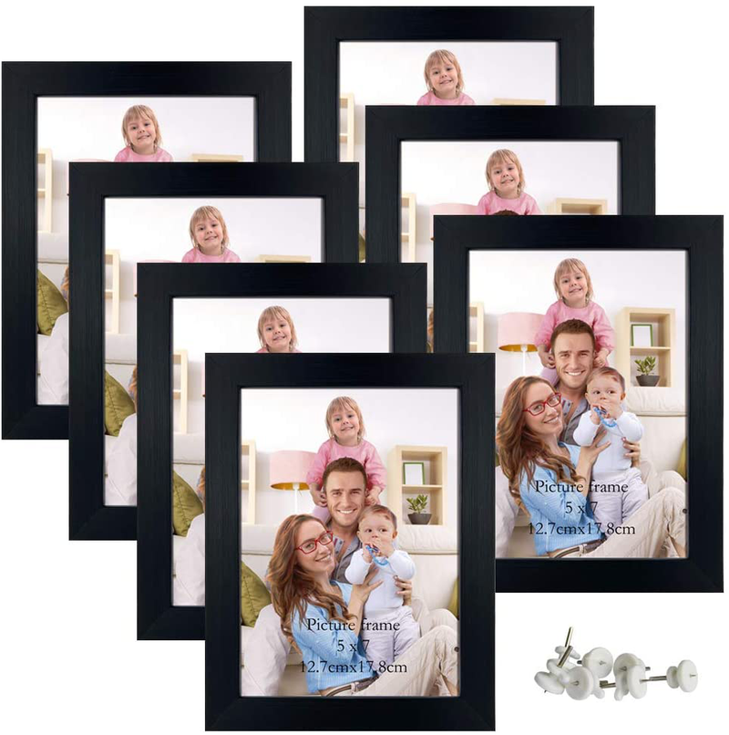 Giftgarden 5x7 Picture Frame 7 Pack Real Glass Black Frames Set for Tabletop Display or Gallery Wall Home & Garden > Decor > Picture Frames Giftgarden 5x7  