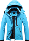 Pooluly Women's Ski Jacket Warm Winter Waterproof Windbreaker Hooded Raincoat Snowboarding Jackets  Pooluly Light Blue Small 
