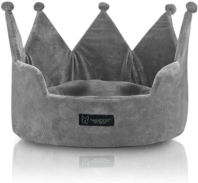 NANDOG PET Gear Crown Dog and Cat Bed Collection for Small Breeds - Made of Ultra Soft Micro-Plush Material Animals & Pet Supplies > Pet Supplies > Dog Supplies > Dog Beds NANDOG GREY  