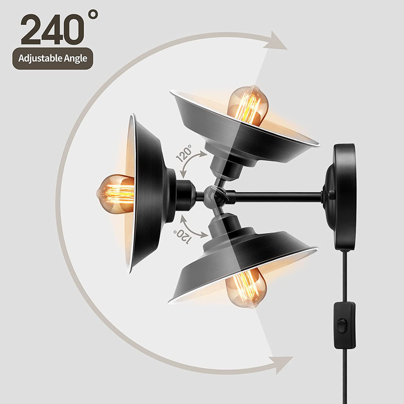 Plug in Wall Sconces, Black Antique Swing Arm Vintage Wall Lamp Fixture, Industrial Wall Sconce Plug In, 240 Degree Plug in Wall Light with on off Switch E26 Base for Restaurant Bathroom Dining Room Home & Garden > Lighting > Lighting Fixtures > Wall Light Fixtures KOL DEALS   