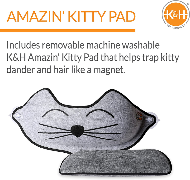 K&H PET PRODUCTS EZ Mount Window Bed Kitty Sill Gray with Kitty Face 27 X 11 X 6 Inches Animals & Pet Supplies > Pet Supplies > Cat Supplies > Cat Beds K&H PET PRODUCTS   