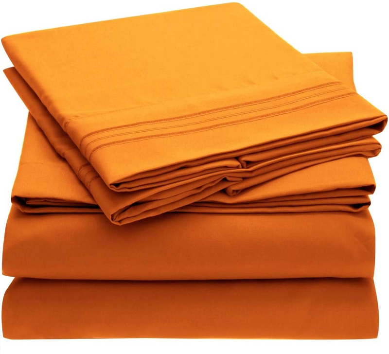 Mellanni California King Sheets - Hotel Luxury 1800 Bedding Sheets & Pillowcases - Extra Soft Cooling Bed Sheets - Deep Pocket up to 16" - Wrinkle, Fade, Stain Resistant - 4 PC (Cal King, Persimmon) Home & Garden > Linens & Bedding > Bedding Mellanni Persimmon California King 