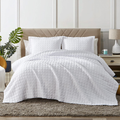 Hansleep Quilt Set Lightweight Bed Decor Coverlet Set Comforter Bedding Cover Bedspread for All Season Use (White Clover, Full/Queen 90x96inches) Home & Garden > Linens & Bedding > Bedding Hansleep White (Stone Washed) Full/Queen 90x96 inches 