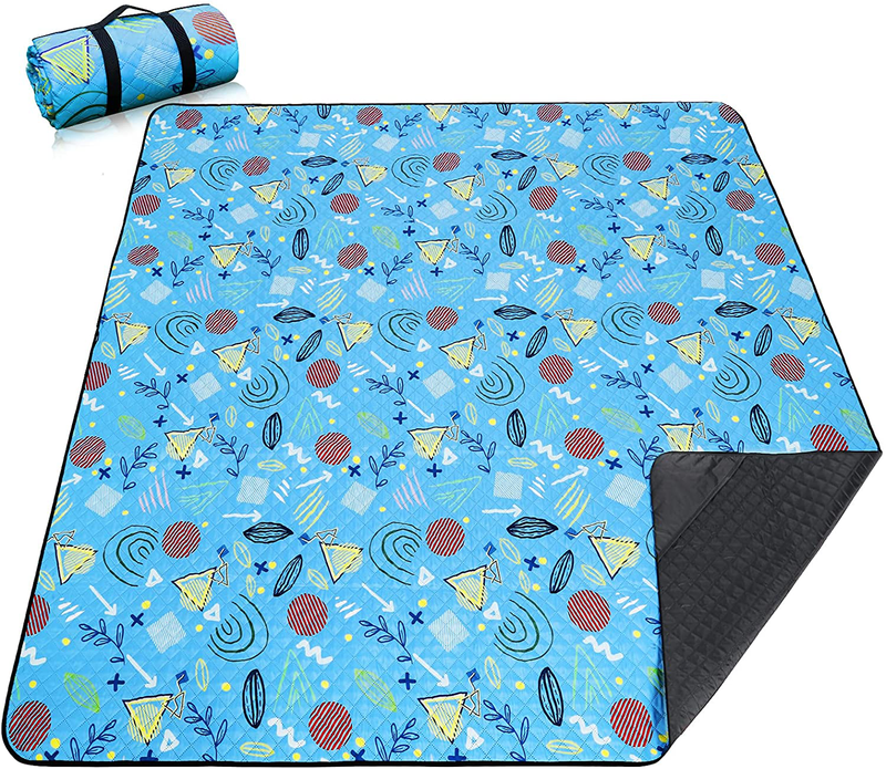 Picnic Blankets Extra Large, Waterproof Foldable Outdoor Beach Blanket Oversized 83x79” Sandproof, 3-Layer Picnic Mat for Camping, Hiking, Travel, Park, Concerts (Yellow Flowers) Home & Garden > Lawn & Garden > Outdoor Living > Outdoor Blankets > Picnic Blankets PY SUPER MODE Deep Skyblue  