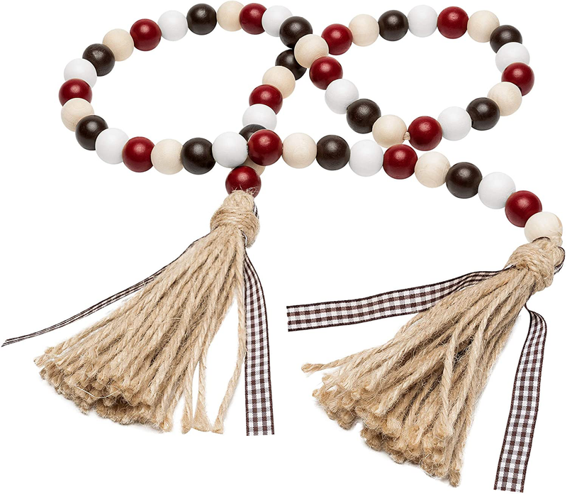 R HORSE Valentine'S Day Wood Beads, 41’’ Wood Bead Garland Tassel Heart Tassel Garland Farmhouse Rustic Beads with Jute Rope Plaid Tassel Natural Wood Beads Décor for Party Valentine'S Day Gift Home & Garden > Decor > Seasonal & Holiday Decorations R HORSE Chocolate 41.0 Inches 