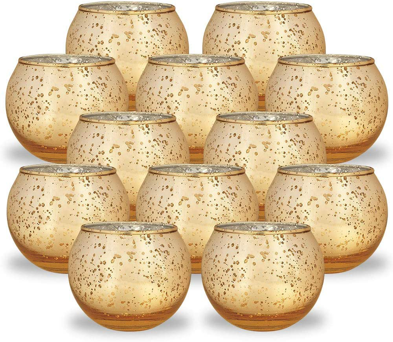 Just Artifacts 2-Inch Round Speckled Mercury Glass Votive Candle Holders (Gold, Set of 12) Home & Garden > Decor > Home Fragrance Accessories > Candle Holders Just Artifacts Gold  