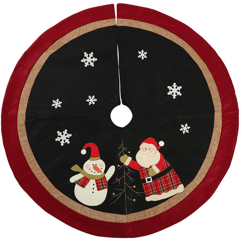SUGOO Christmas Tree Skirt 48 inches White Plush Faux Fur Classic Used for Xmas Christmas Tree Decorations, New Year Holiday Decorations, Snow White Home & Garden > Decor > Seasonal & Holiday Decorations > Christmas Tree Skirts SUGOO Red Black  