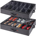 Lifewit under Bed Shoe Storage Organizer Set of 2, Foldable Fabric Shoes Container Box with Clear Cover See through Window Storage Bag with 2 Handles Total Fits 24 Pairs of Shoes, Black Furniture > Cabinets & Storage > Armoires & Wardrobes Lifewit Grey  