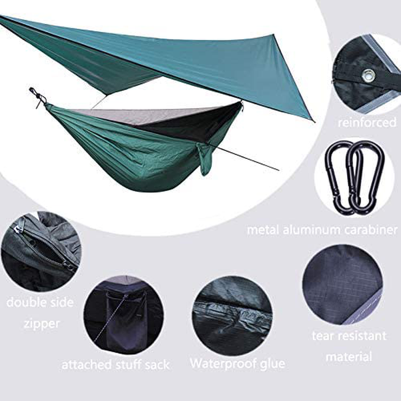 HongXingHai 3 in 1 Hammock with Mosquito Net and Rain Fly Outdoor Hammocks Tents for Camping Home & Garden > Lawn & Garden > Outdoor Living > Hammocks HongXingHai   