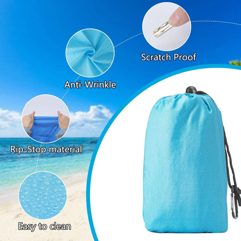 MIMITOOU Beach Blanket, Picnic Blankets Waterproof Sand Proof, 79X60 Inch Big & Compact Sand Proof Mat Quick Drying, Lightweight, Sand Proof Mat for Travel, Camping, Hiking Home & Garden > Lawn & Garden > Outdoor Living > Outdoor Blankets > Picnic Blankets MIMITOOU   