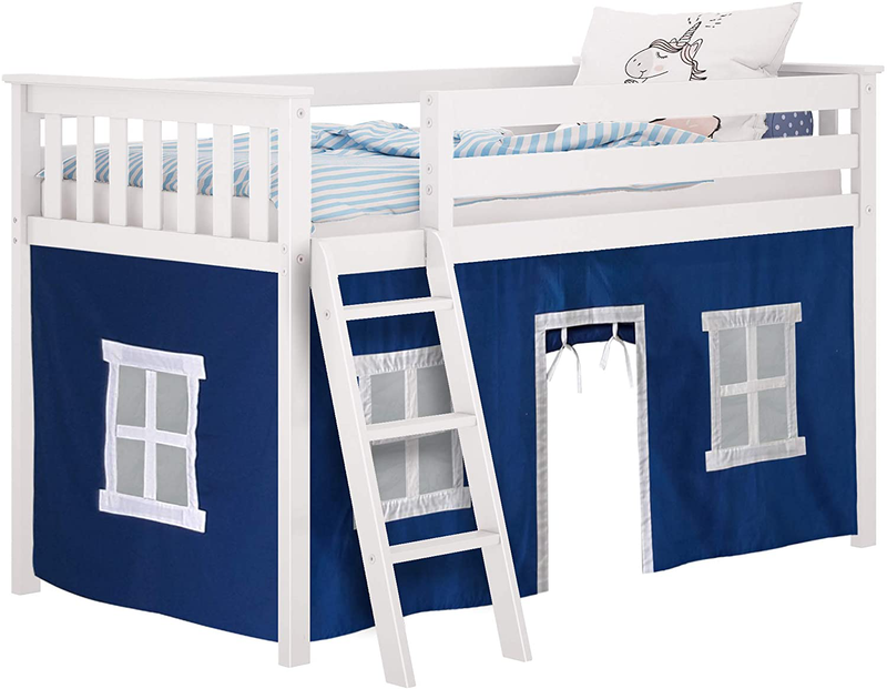 Max & Lily Cotton Underbed Curtains, Blue & White Sporting Goods > Outdoor Recreation > Camping & Hiking > Tent Accessories Max & Lily   