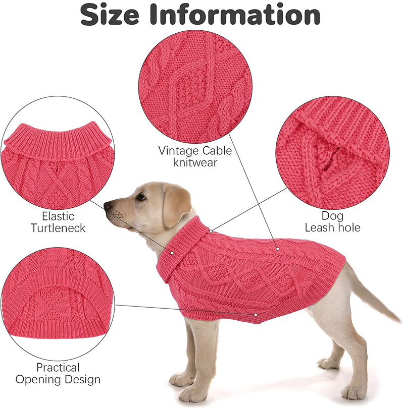 Pedgot Dog Sweater Turtleneck Knitted Dog Sweater Dog Jumper Coat Warm Pet Winter Clothes Classic Cable Knit Sweater for Dogs Cats in Cold Season Animals & Pet Supplies > Pet Supplies > Dog Supplies > Dog Apparel Pedgot   