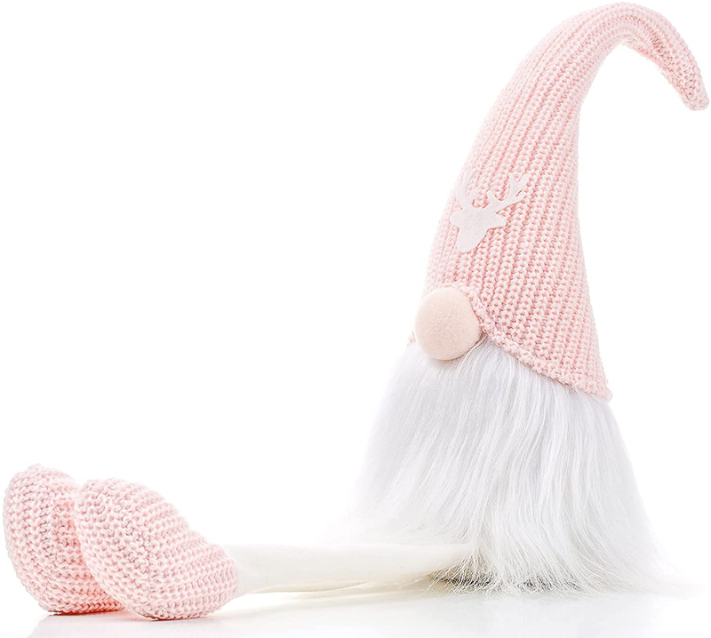 Gnome Christmas Decorations,Plush Plaid Tomte with Long Dangling Legs,Holiday Stuffed Doll Gifts to Kids & Women 16 in Home & Garden > Decor > Seasonal & Holiday Decorations& Garden > Decor > Seasonal & Holiday Decorations Senjie Pink Hat  