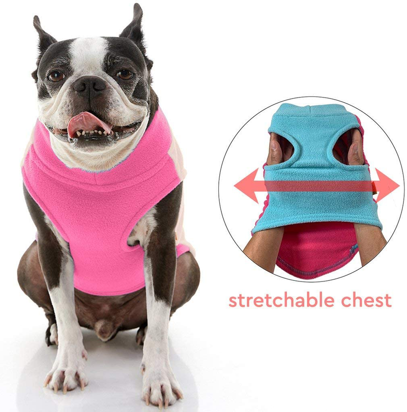 Gooby Fleece Vest Dog Sweater - Warm Pullover Fleece Dog Jacket with Leash Attachment - Winter Small Dog Sweater Coat - Cold Weather Dog Clothes for Small Dogs Boy or Girl for Indoor and Outdoor Use