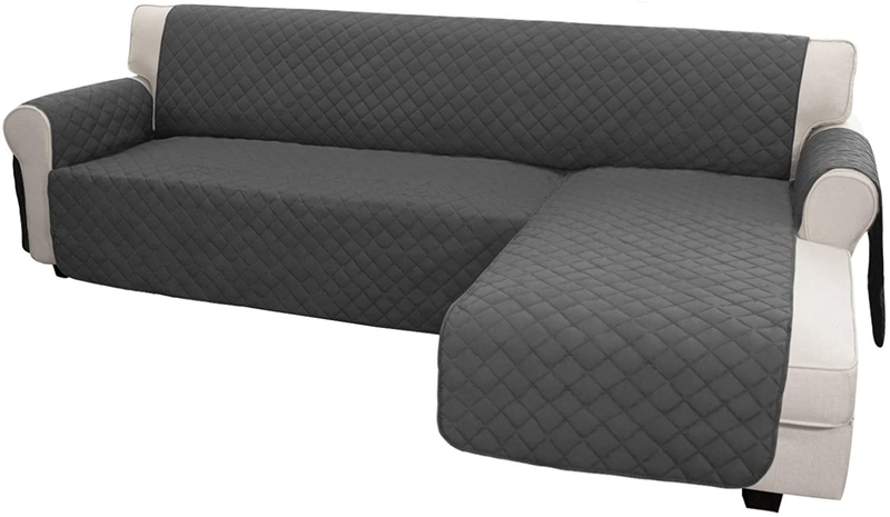 Easy-Going Sofa Slipcover L Shape Sofa Cover Sectional Couch Cover Chaise Slip Cover Reversible Sofa Cover Furniture Protector Cover for Pets Kids Children Dog Cat (Large,Dark Gray/Dark Gray) Home & Garden > Decor > Chair & Sofa Cushions Easy-Going Dark Gray/Dark Gray X-Large 