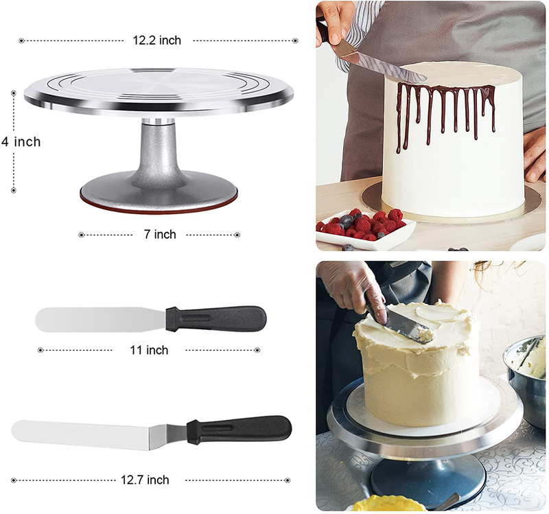 Kootek 35-in-1 Cake Decorating Supplies with Aluminium Alloy Revolving Cake Turntable, 24 Piping Tips, 2 Frosting Spatula, 3 Icing Comb, 2 Reusable Pastry Bags, 2 Couplers and 1 Flower Nail Home & Garden > Kitchen & Dining > Kitchen Tools & Utensils > Cake Decorating Supplies Kootek   