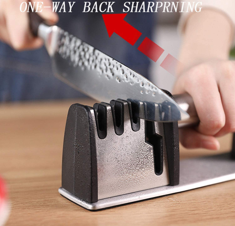DEKEAN Knife Sharpener, 4 in 1 Kitchen Blade and Scissor Sharpening Tool, Professional Chef's Kitchen Knife Accessories and Microfiber Wipe