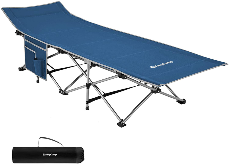 Kingcamp Folding Camping Cot, Heavy Duty Design Holds Adults Portable and Ultra Lightweight Single Person Bed for Camp Office Indoor & Outdoor Use Sporting Goods > Outdoor Recreation > Camping & Hiking > Camp Furniture KingCamp Blackbluechecker  