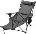 Happybuy Portable Lounge Chair with Cup Holder and Storage Bag for Camping Fishing and Other Outdoor Activities (Blue) Sporting Goods > Outdoor Recreation > Camping & Hiking > Camp Furniture Happybuy Grey  