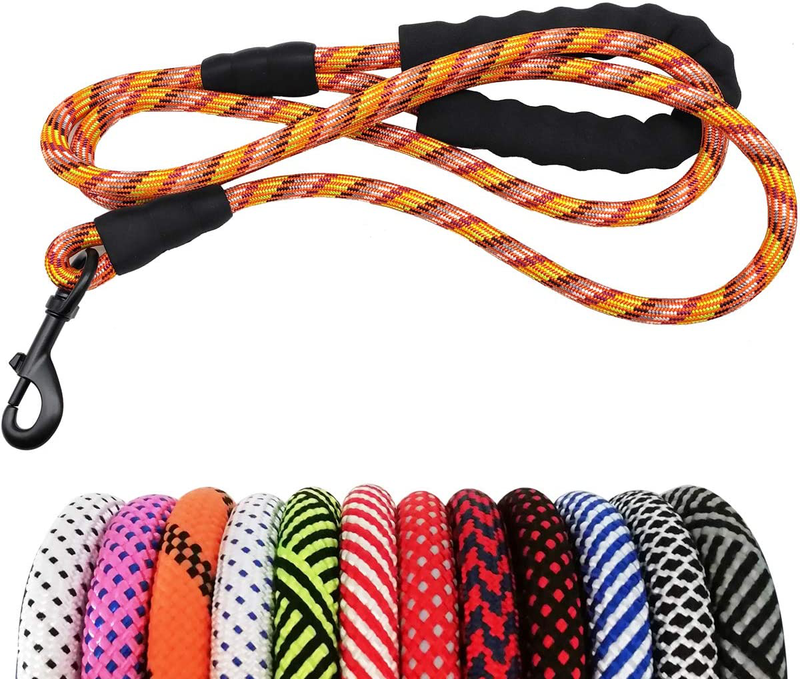 MayPaw Heavy Duty Rope Dog Leash, 6/8/10 FT Nylon Pet Leash, Soft Padded Handle Thick Lead Leash for Large Medium Dogs Small Puppy Animals & Pet Supplies > Pet Supplies > Dog Supplies MayPaw colorful 1/2" * 6' 