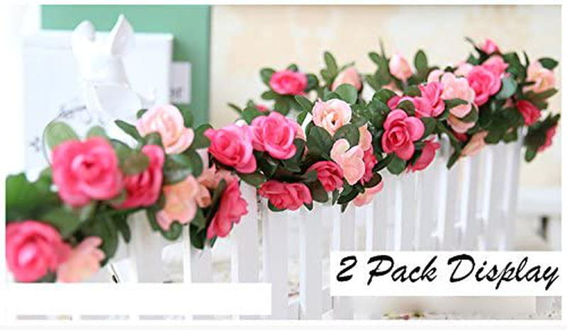 Meiliy 2 Pack 8.2 FT Fake Rose Vine Flowers Plants Artificial Flower Home Hotel Office Wedding Party Garden Craft Art Decor Pink Ml-021Pi… Home & Garden > Decor > Seasonal & Holiday Decorations Meiliy   