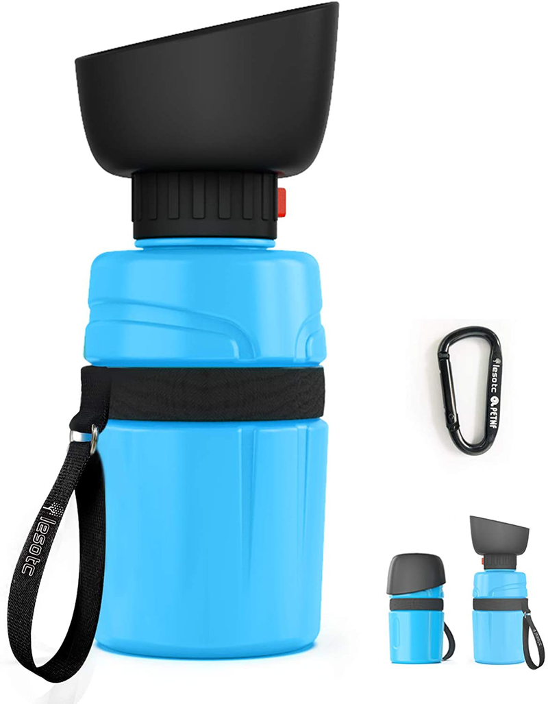 lesotc Pet Water Bottle for Dogs, Dog Water Bottle Foldable, Dog Travel Water Bottle, Dog Water Dispenser, Lightweight & Convenient for Travel BPA Free Animals & Pet Supplies > Pet Supplies > Dog Supplies lesotc Blue-2G 21oz 