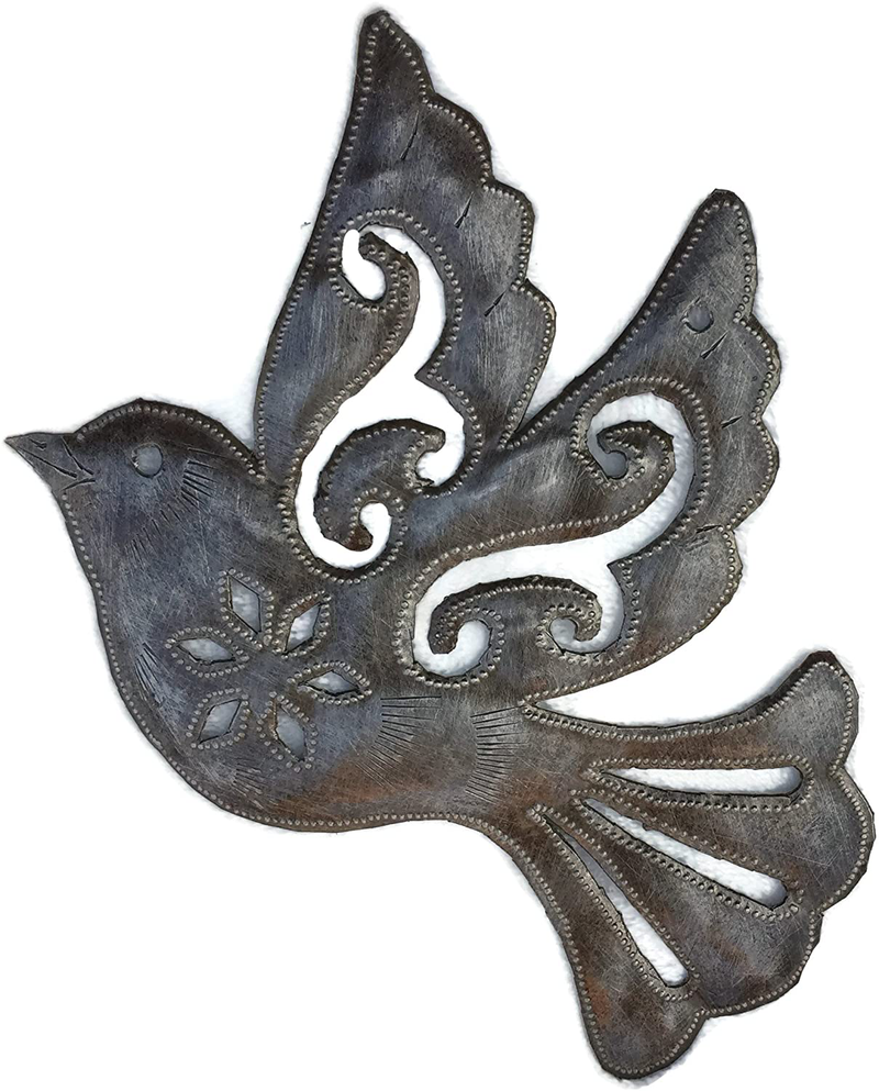 Dove of Peace, Pair of Flying Birds, Decorative Ornaments, Small Collectible Statues, Handmade in Haiti 7 x 8.5 Inches Home & Garden > Decor > Artwork > Sculptures & Statues It's Cactus   