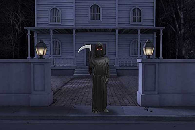 Gigoitly Halloween Grim Reaper Costume for Kids Boys Scary Phantom Costume with Glowing Light Up Red Eyes Apparel & Accessories > Costumes & Accessories > Costumes Gigoitly   