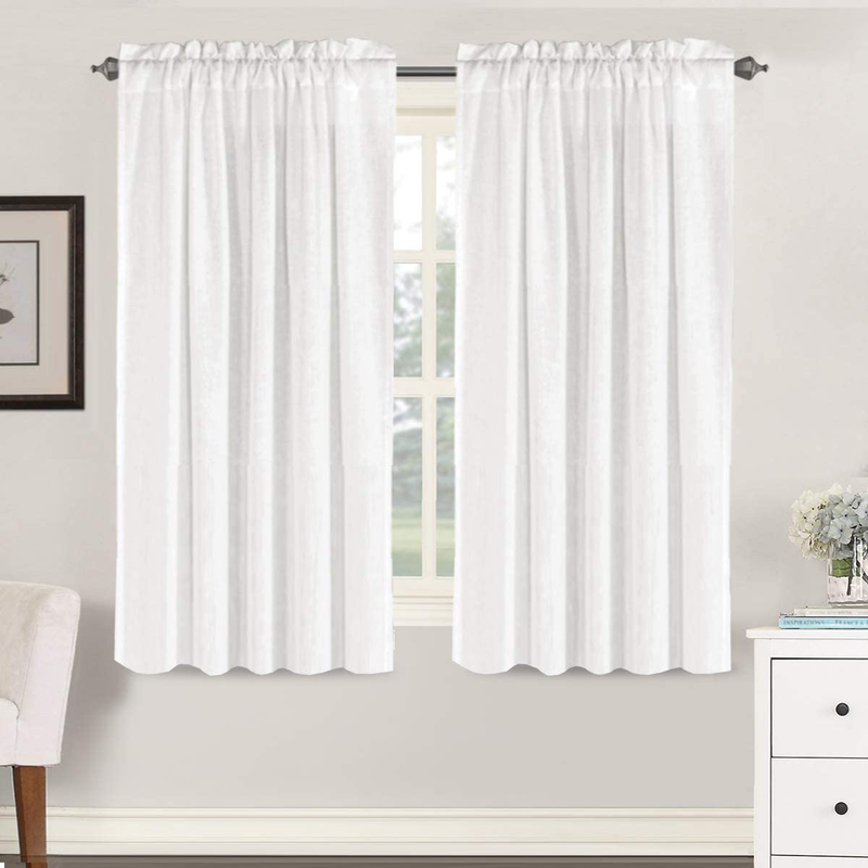 Linen Curtains Light Filtering Privacy Protecting Panels Premium Soft Rich Material Drapes with Rod Pocket, 2-Pack, 52 Wide x 96 inch Long, Natural Home & Garden > Decor > Window Treatments > Curtains & Drapes H.VERSAILTEX Off White 52"W x 63"L 