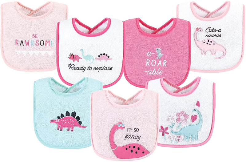 Hudson Baby Unisex Baby Cotton Terry Drooler Bibs with Fiber Filling Home & Garden > Decor > Seasonal & Holiday Decorations Hudson Baby Girl Dino One Size 