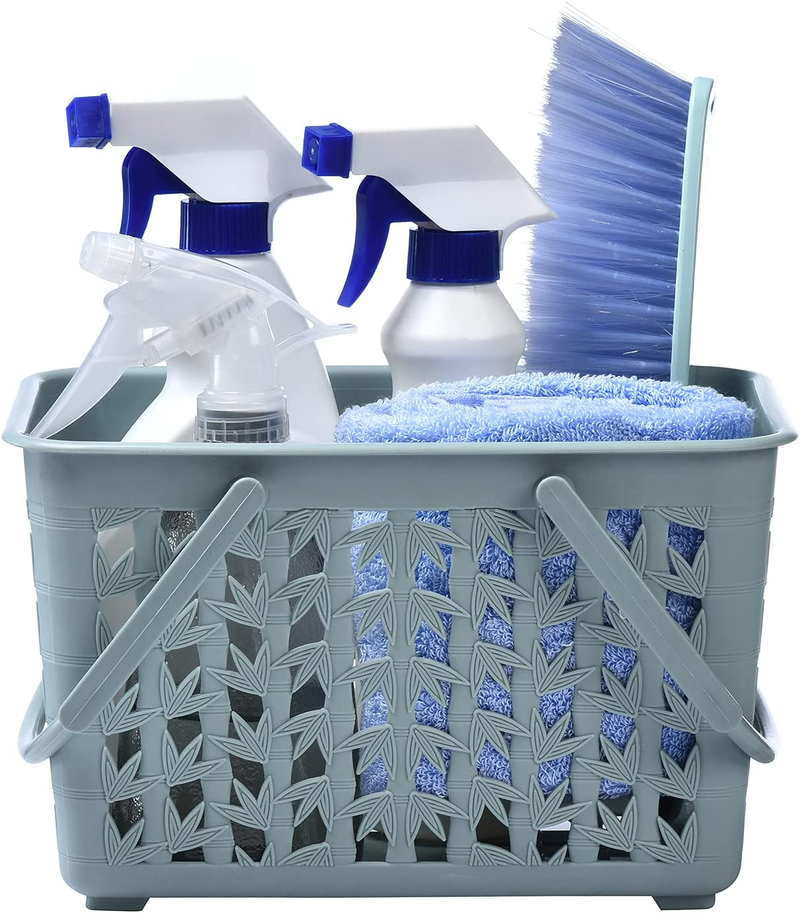 NINU Portable Shower Caddy Basket Tote , Plastic Cleaning Supply Caddy Bathroom Organizer with Handles for College Dorm Room Essentials, Garden, Pool, Camp, Gym, Beach (Blue)