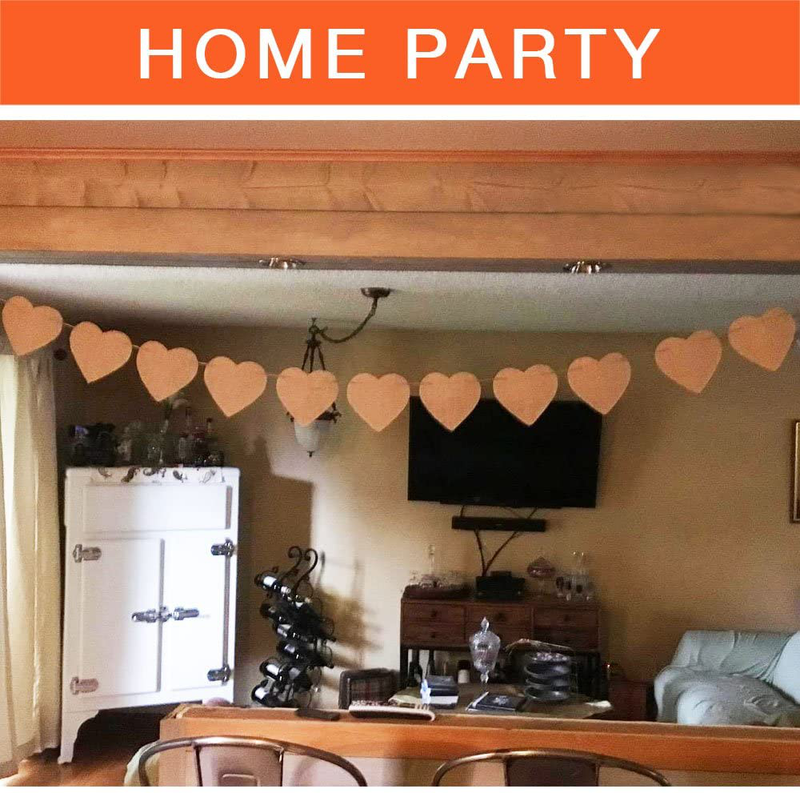 Thxtoms (15 Pcs) Heart-Shape Burlap Banner, DIY Custom Banners, Party Decor for Birthday, Wedding, Baby Shower and Graduation, 14.6Ft Arts & Entertainment > Party & Celebration > Party Supplies ThxToms   