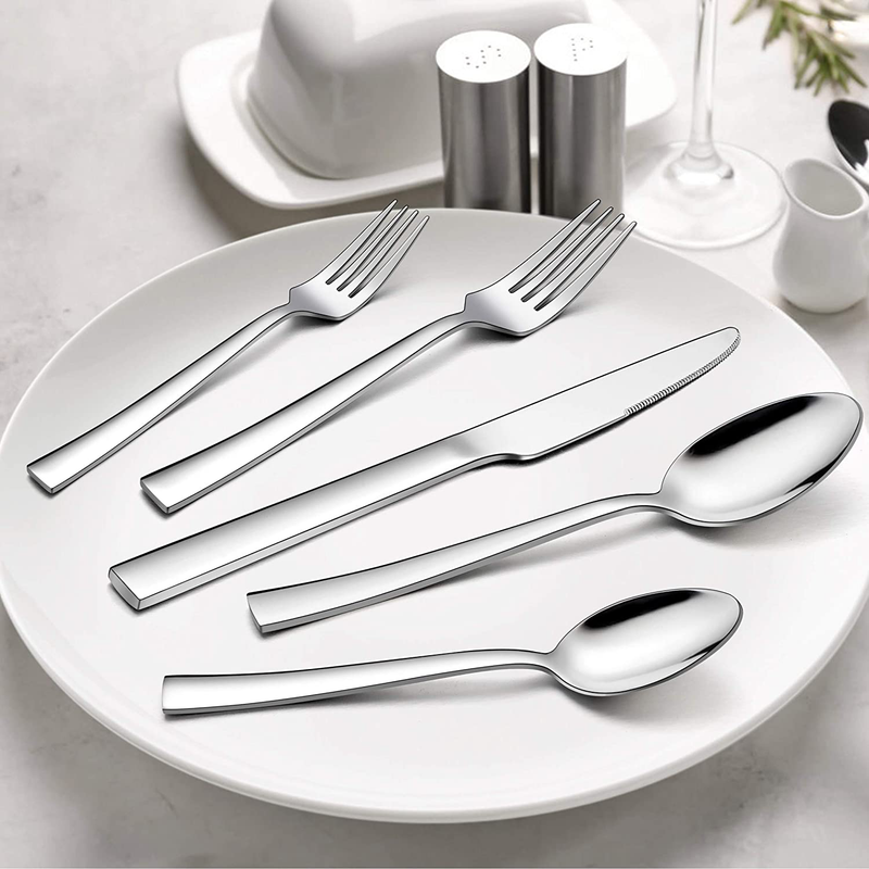 Homikit 36-Piece Silverware Flatware Set with Serving Utensils, Stainless Steel Square Cutlery Set for 6, Eating Utensils Includes Fork Spoon Knife, Dishwasher Safe Home & Garden > Kitchen & Dining > Tableware > Flatware > Flatware Sets Homikit   