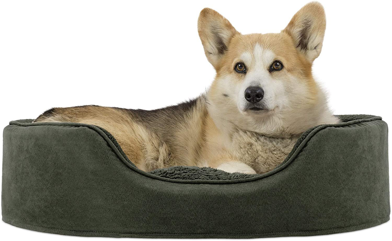 Furhaven Pet Beds for Small, Medium, and Large Dogs - round Oval Cuddler Supportive Dog Bed with Removable Cover - Multiple Sizes & Styles Animals & Pet Supplies > Pet Supplies > Dog Supplies > Dog Beds Furhaven Terry & Suede Forest Oval (Fiber-Filled Base) Large