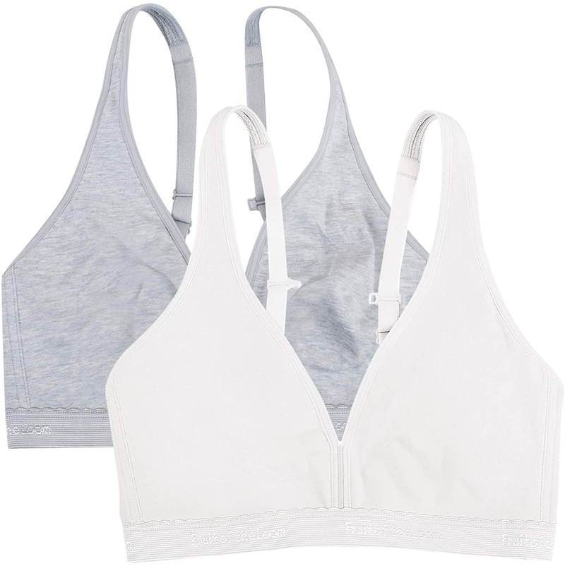 Fruit of the Loom Women's Wirefree Cotton Bralette, 2-Pack Apparel & Accessories > Clothing > Underwear & Socks > Bras Fruit of the Loom   