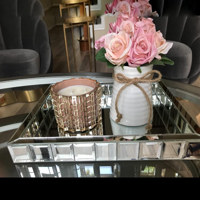 Meetart Rectangle Organizer 11" x 14" Decorative Silver Mosaic Mirror Tray Vanity Tray Serving Tray Jewelry Makeup Tray. Home & Garden > Decor > Decorative Trays meetart   