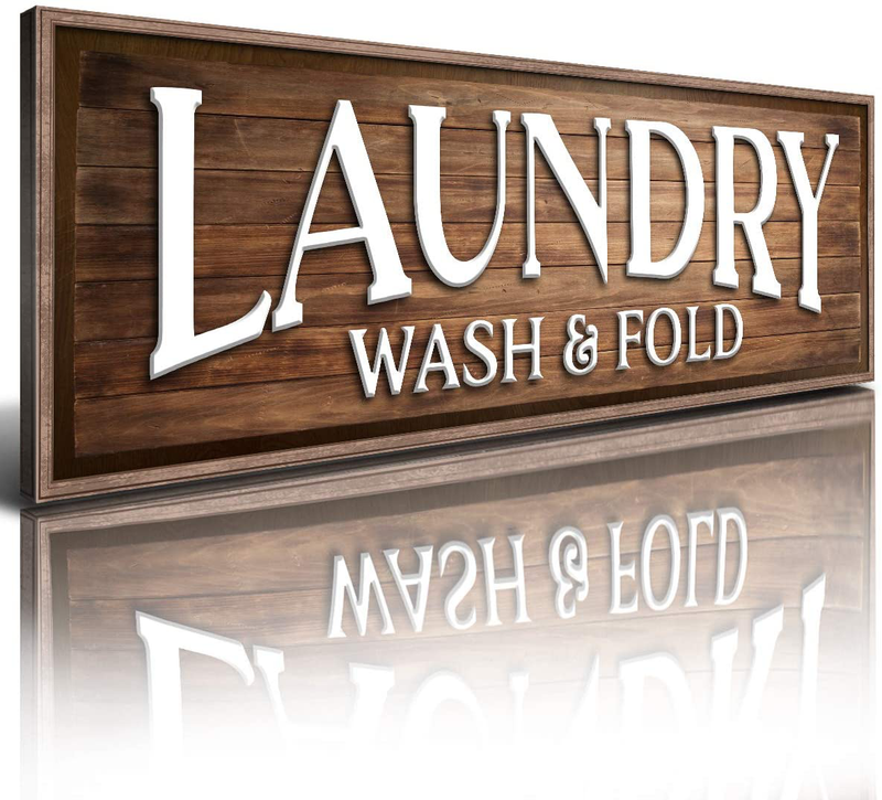 Laundry Signs Wall Decor Farmhouse Brown Canvas Wall Art Vintage Washroom Printing for Toilet Bathroom Rustic Wood Plaque Prints Picture Modern Framed Poster Artworks Home Decoration 6 X 17 Inch Home & Garden > Decor > Artwork > Posters, Prints, & Visual Artwork DAXIRPI Brown Laundry 8 X 24 inch 