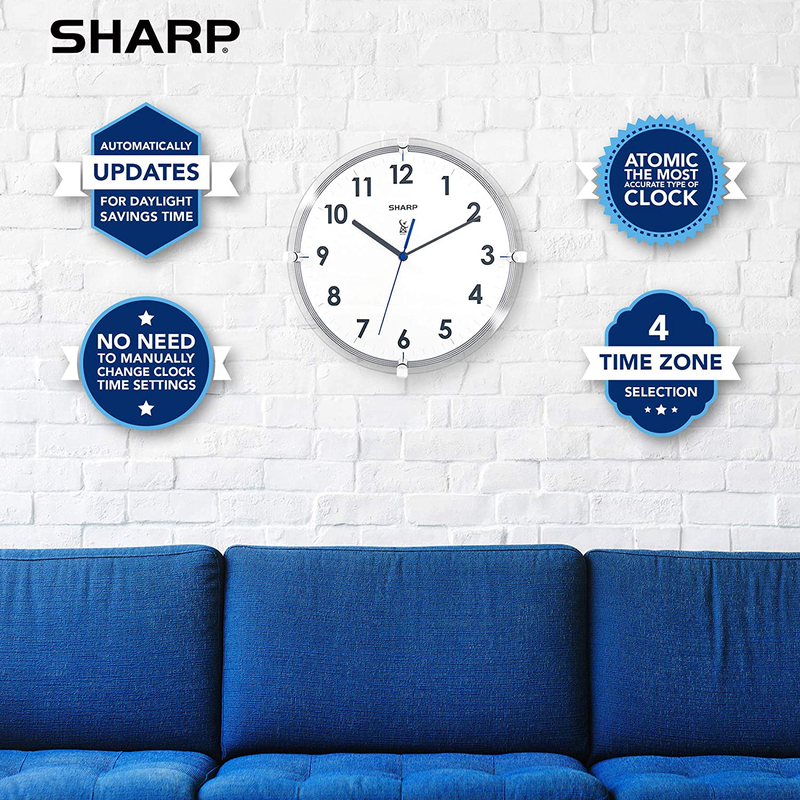 Sharp Atomic Analog Wall Clock – 10.5” Suspended Glass Face Atomic Clock - Sets Automatically - Easy to Read – Updates Automatically to Time Zone and for Daylight Savings Home & Garden > Decor > Clocks > Wall Clocks Sharp   