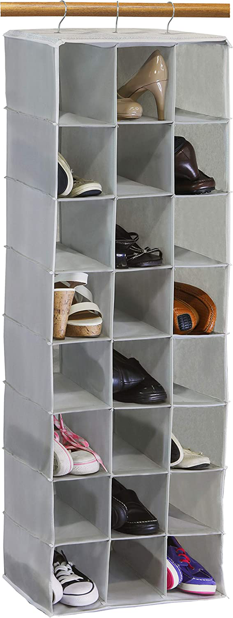 Simplehouseware 24 Section Hanging Shoe Shelves Closet Organizer, Gray Furniture > Cabinets & Storage > Armoires & Wardrobes Simple Houseware Grey  