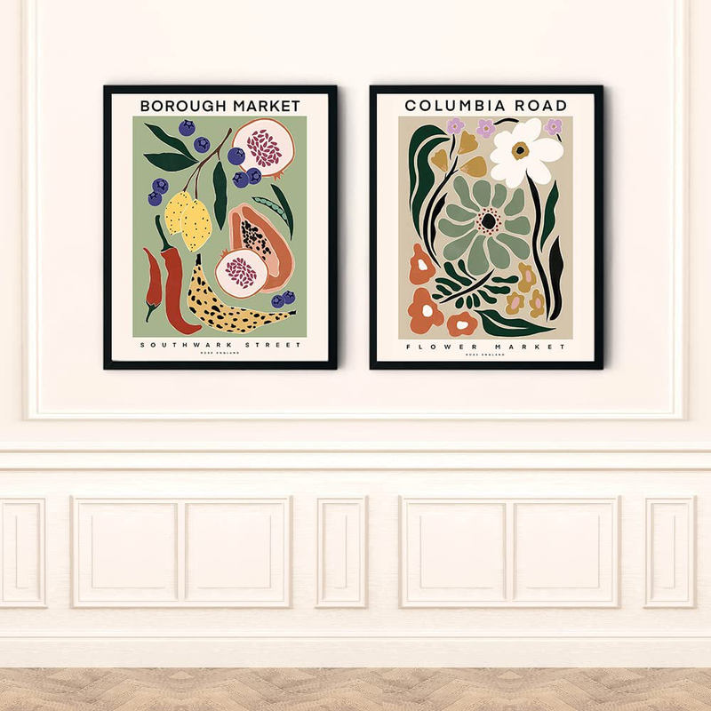 Colorful Matisse Flower Wall Art Print. Borough Market Inspired Posters, Fruits Flower Poster for the Bedroom Bathroom Hallway Nursery Office, Set of 4 (8”X10”), Unframed Home & Garden > Decor > Artwork > Posters, Prints, & Visual Artwork FALJIOK   