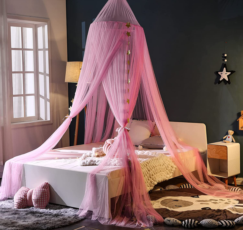 Mengersi Mosquito Net Bed Canopy Curtains Stars for Girls Kids for Single to King Size Beds Bedroom Decoration(Pink) Sporting Goods > Outdoor Recreation > Camping & Hiking > Mosquito Nets & Insect Screens Mengersi   