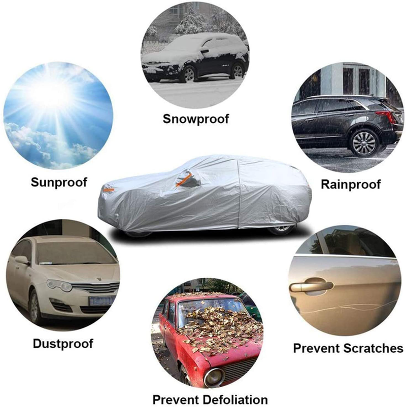 SEAZEN 6 Layers SUV Car Cover Waterproof All Weather, Outdoor Car Covers for Automobiles with Zipper Door, Hail UV Snow Wind Protection, Universal Full Car Cover(Length Up to 175")  SEAZEN   