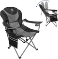 Coastrail Outdoor Reclining Camping Chair 3 Position Folding Lawn Chair for Adults Padded Comfort Camp Chair with Cup Holders, Head Bag and Side Pockets, Supports 350Lbs, Blue&Brown Sporting Goods > Outdoor Recreation > Camping & Hiking > Camp Furniture Coastrail Outdoor Black&grey  